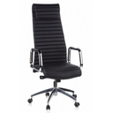 Siège de direction de luxe ASPERA 20 avec revêtement noir, surpiqûres transversales et accoudoirs chromés de hjh OFFICE