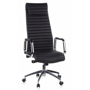 Siège de direction de luxe ASPERA 20 avec revêtement noir, surpiqûres transversales et accoudoirs chromés de hjh OFFICE