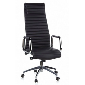 Siège de direction de luxe ASPERA 20 avec revêtement noir, surpiqûres transversales et accoudoirs chromés de hjh OFFICE