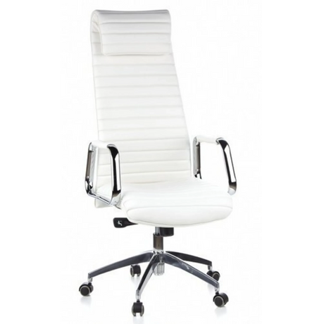 Siège de direction de luxe ASPERA 20 en blanc crème avec surpiqûres transversales et accoudoirs chromés de hjh OFFICE