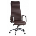 Siège de direction de luxe ASPERA 20 en marron avec surpiqûres horizontales et accoudoirs chromés de hjh OFFICE