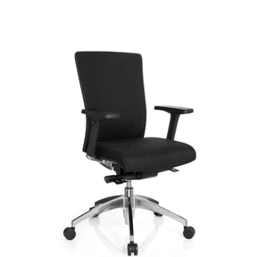 Siège de bureau de qualité professionnelle ASTRA BASE avec revêtement en tissu noir et piètement brillant de hjh OFFICE