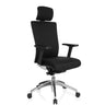 Siège de bureau de qualité professionnelle ASTRA LUX noir avec revêtement en tissu, appuie-tête et pied brillant de hjh OFFICE