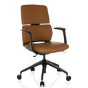 Siège de bureau de qualité professionnelle ATMOS DESIGNER de couleur camel avec accoudoirs et roulettes noirs de hjh OFFICE