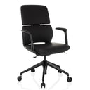 Siège de bureau de qualité professionnelle ATMOS DESIGNER noir avec revêtement en cuir, accoudoirs et cinq roulettes de hjh OFFICE