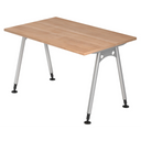 Bureau réglable en hauteur ATOS 12 S aspect noyer avec pieds argentés de hjh OFFICE PRO