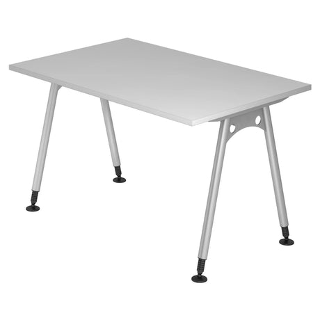 Bureau gris ATOS 12 S avec quatre pieds argentés et patins noirs de hjh OFFICE PRO