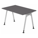 Bureau réglable en hauteur ATOS 12 S en graphite avec pieds argentés de hjh OFFICE PRO