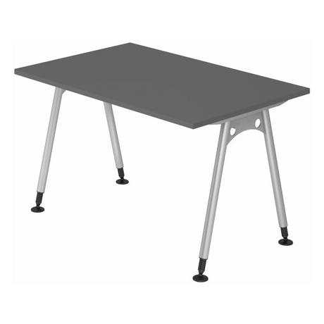Bureau réglable en hauteur ATOS 12 S en graphite avec pieds argentés de hjh OFFICE PRO