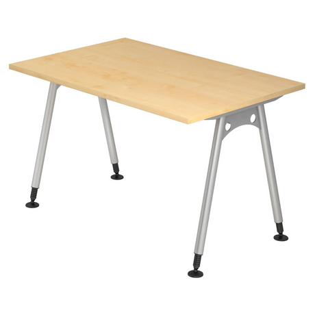 Bureau réglable en hauteur ATOS 12 S effet érable avec structure argentée de hjh OFFICE PRO