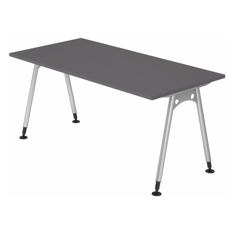 Bureau réglable en hauteur ATOS 16 S en graphite avec pieds argentés de hjh OFFICE PRO