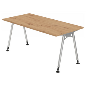 Bureau réglable en hauteur ATOS 16 S en chêne noueux avec pieds argentés de hjh OFFICE PRO