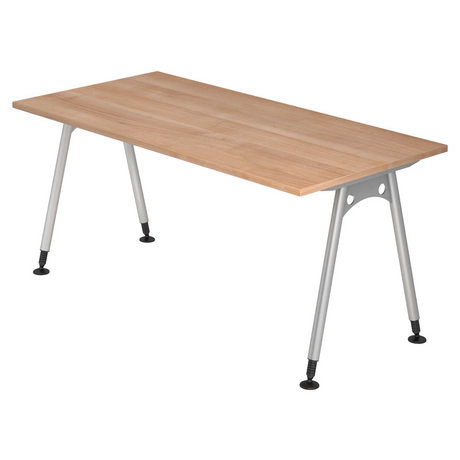 Bureau réglable en hauteur ATOS 16 S aspect noyer avec pieds argentés de hjh OFFICE PRO