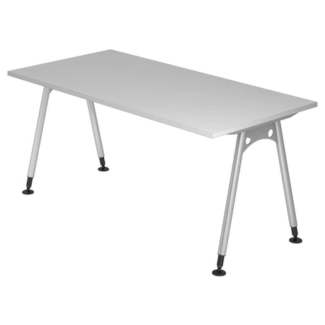 Bureau gris ATOS 16 S avec piétement argenté et quatre pieds de hjh OFFICE PRO