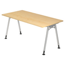 Bureau réglable en hauteur ATOS 16 S en érable avec pieds en métal argenté de hjh OFFICE PRO