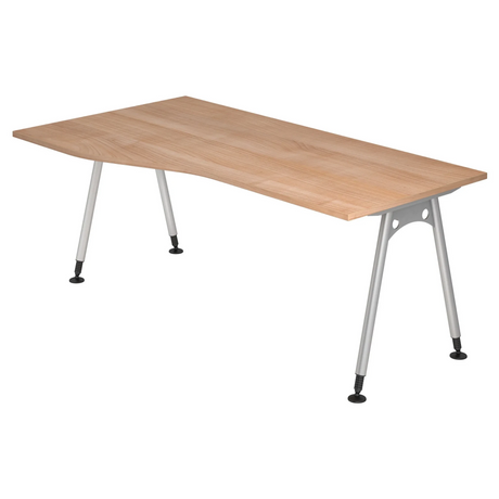Bureau ATOS 18 S avec plateau en bois de noyer et pieds en métal argenté de hjh OFFICE PRO