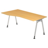 Bureau ATOS 18 S en hêtre avec pieds en métal argenté et pieds réglables en hauteur de hjh OFFICE PRO