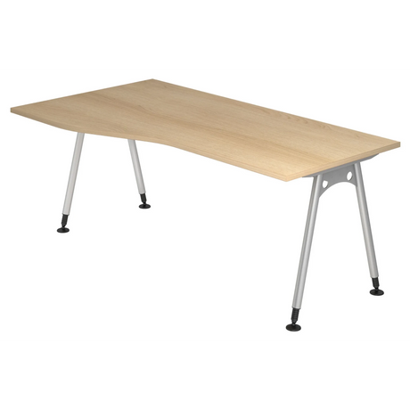 Bureau réglable en hauteur ATOS 18 S en chêne avec pieds argentés de hjh OFFICE PRO