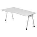 Bureau blanc ATOS 18 S avec plateau incurvé et pieds argentés de hjh OFFICE PRO