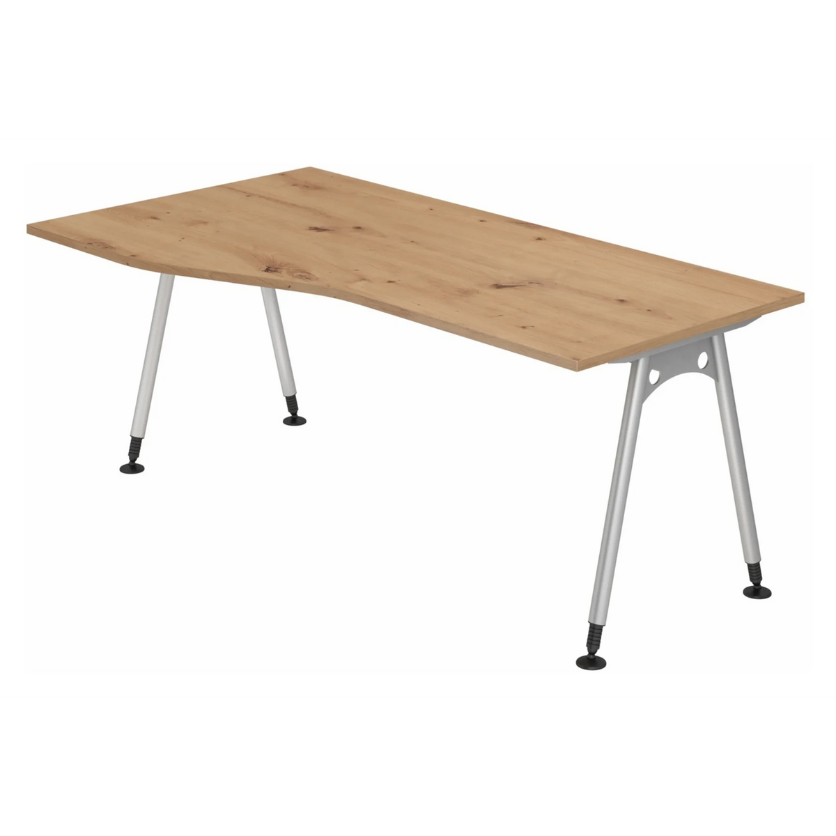 Bureau réglable en hauteur ATOS 18 S en chêne rustique avec pieds argentés de hjh OFFICE PRO