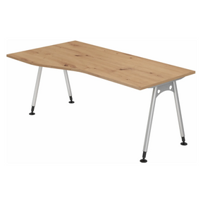Bureau réglable en hauteur ATOS 18 S en chêne rustique avec pieds argentés de hjh OFFICE PRO