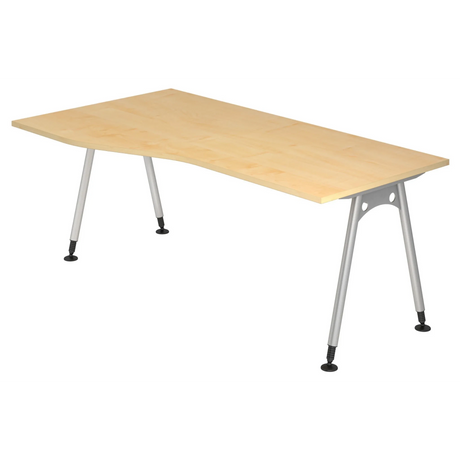 Bureau réglable en hauteur ATOS 18 S aspect érable avec pieds argentés de hjh OFFICE PRO