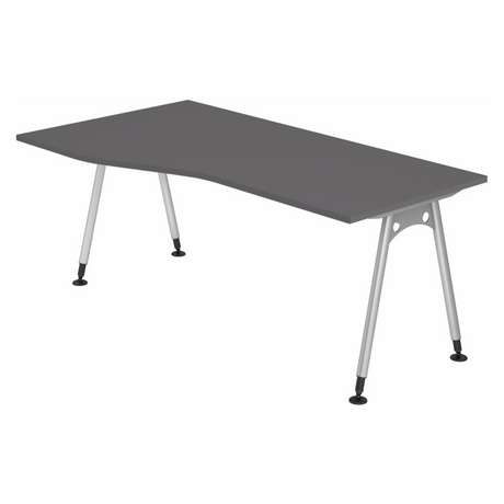 Bureau réglable en hauteur ATOS 18 S en graphite avec pieds argentés de hjh OFFICE PRO