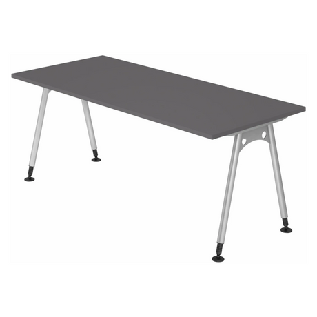 Bureau réglable en hauteur ATOS 19 S en graphite avec pieds argentés de hjh OFFICE PRO