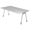 Bureau gris ATOS 2E S avec piétement argenté et pieds réglables en hauteur de hjh OFFICE PRO