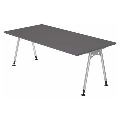 Bureau réglable en hauteur ATOS 2E S en graphite avec pieds argentés de hjh OFFICE PRO