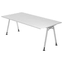 Bureau ATOS 2E S blanc avec pieds argentés et cadre réglable en hauteur de hjh OFFICE PRO