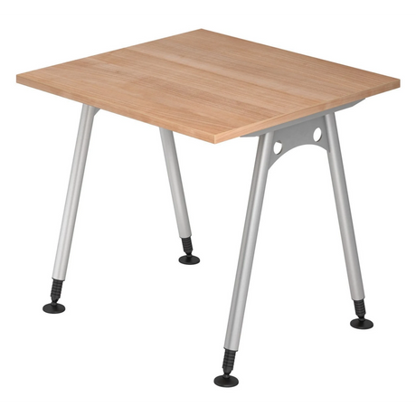 Bureau réglable en hauteur ATOS 8 S aspect noyer avec pieds argentés de hjh OFFICE PRO