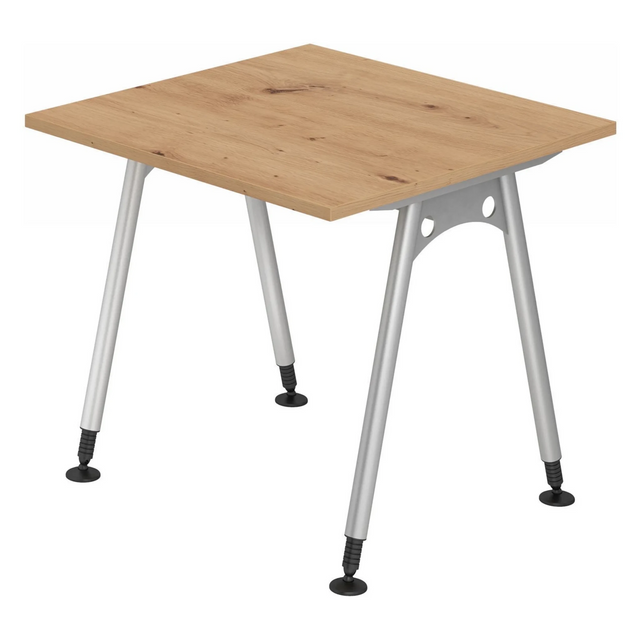 Bureau réglable en hauteur ATOS 8 S en chêne noueux avec pieds argentés de hjh OFFICE PRO