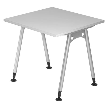 Bureau gris ATOS 8 S avec plateau carré et quatre pieds argentés de hjh OFFICE PRO