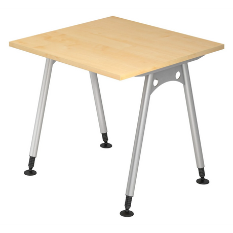 Bureau réglable en hauteur ATOS 8 S aspect érable avec pieds en métal argenté de hjh OFFICE PRO