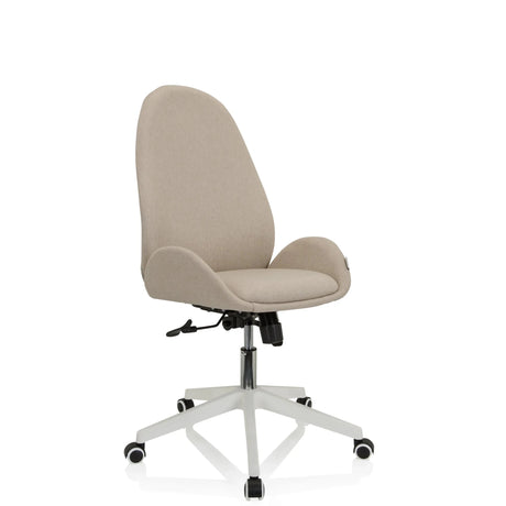 Siège de bureau à domicile AVEA I avec revêtement en tissu beige et piètement blanc de hjh OFFICE