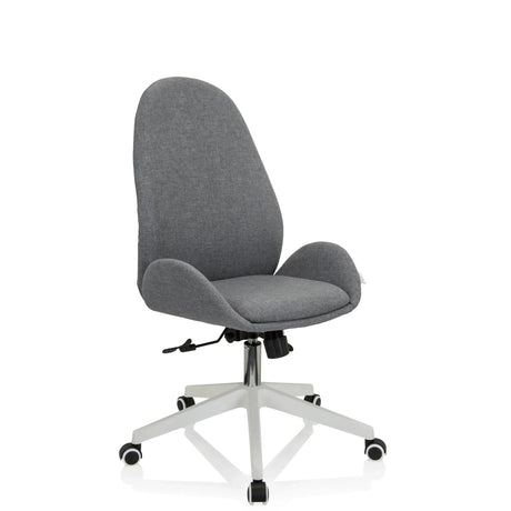 Siège de bureau à domicile AVEA I avec revêtement en tissu gris et pied blanc à roulettes de hjh OFFICE