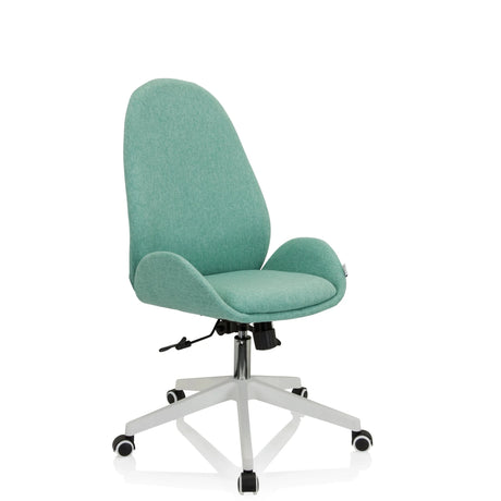 Siège de bureau à domicile AVEA I avec revêtement en tissu aqua et piètement blanc de hjh OFFICE