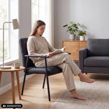 Chaise rembourrée Lifea Flex noire en similicuir avec accoudoirs de hjh LIVING (image générée par IA)