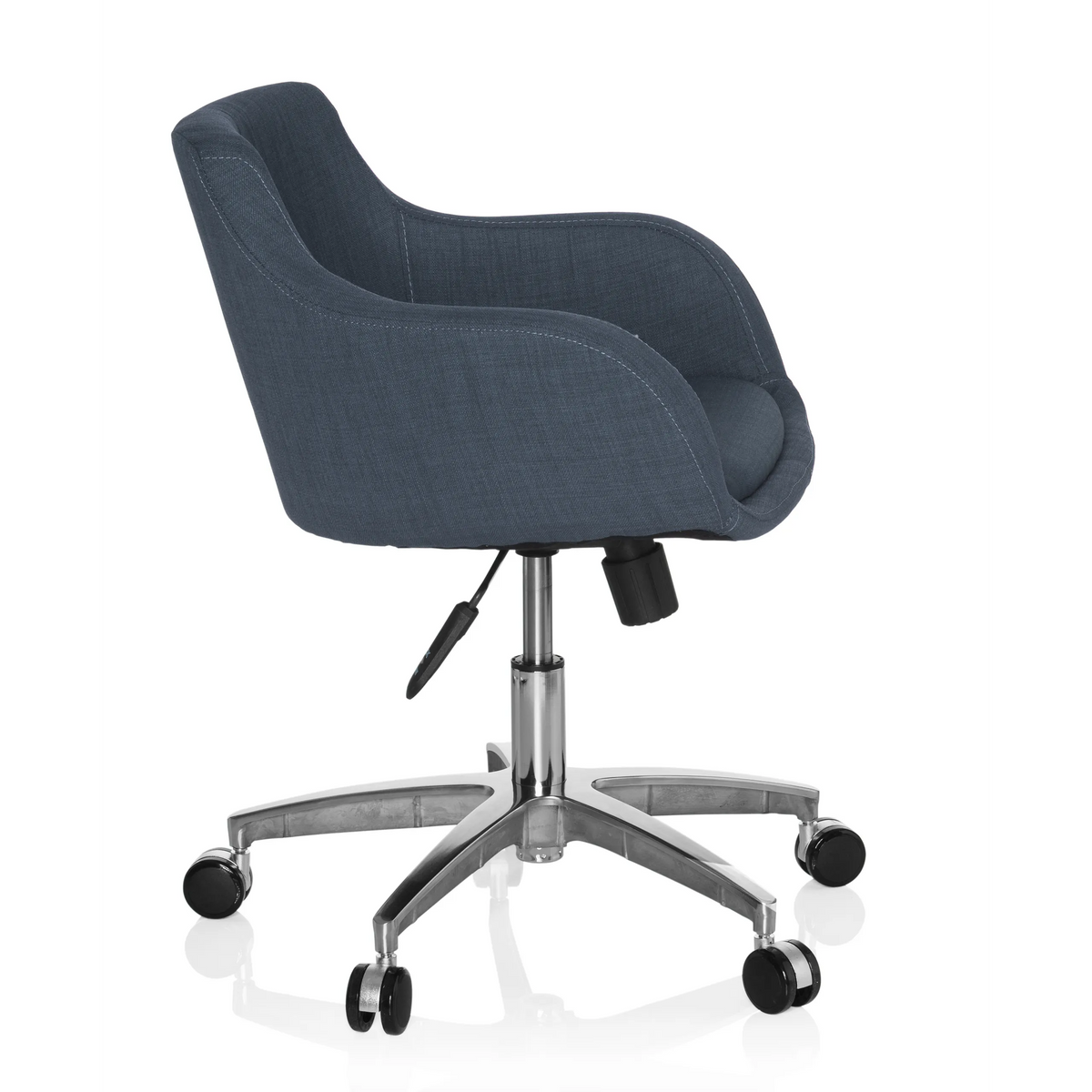 Siège de bureau à domicile SOLAO 100 gris foncé avec coque rembourrée et base à cinq roulettes de hjh OFFICE – vue à 360° (vue de profil 80°)