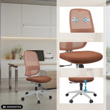 Siège de bureau professionnel Minoro W blanc-brun, détails du dossier et de la hauteur d'assise de hjh OFFICE (image générée par IA)