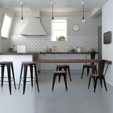 Chaises de bistrot noires VANTAGGIO COMFORT W avec structure en métal à une longue table en bois de hjh OFFICE