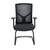 Chaises cantilever BRETON V B noires avec dossier en maille et accoudoirs de hjh OFFICE – vue à 360° (vue de face 0°)