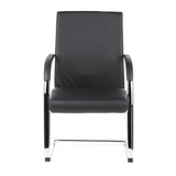 Chaises cantilever BAROLO V noires avec accoudoirs et piètement luge chromé de hjh OFFICE – vue à 360° (vue de face 0°)