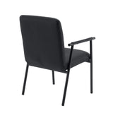 Vue arrière de la chaise rembourrée Lifea Flex en similicuir noir avec pieds en métal noirs de hjh LIVING