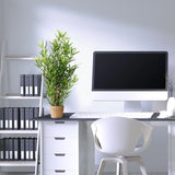 Plante artificielle MINI BAMBUS de couleur verte avec pot en panier tressé de hjh OFFICE