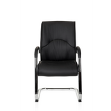 Chaises cantilever SOVRANO V noire avec accoudoirs et piètement luge chromé de hjh OFFICE – vue à 360° (vue de face 0°)