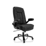 Siège pivotant XXL INSTRUCTOR III noir en cuir avec pied en étoile et cinq roulettes de hjh OFFICE – vue à 360° (vue de trois quarts avant 40°)