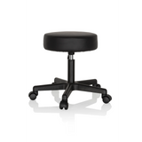 Tabouret pivotant noir OPERATOR I avec assise rembourrée et piètement à cinq roulettes de hjh OFFICE – vue à 360° (vue de profil 100°)