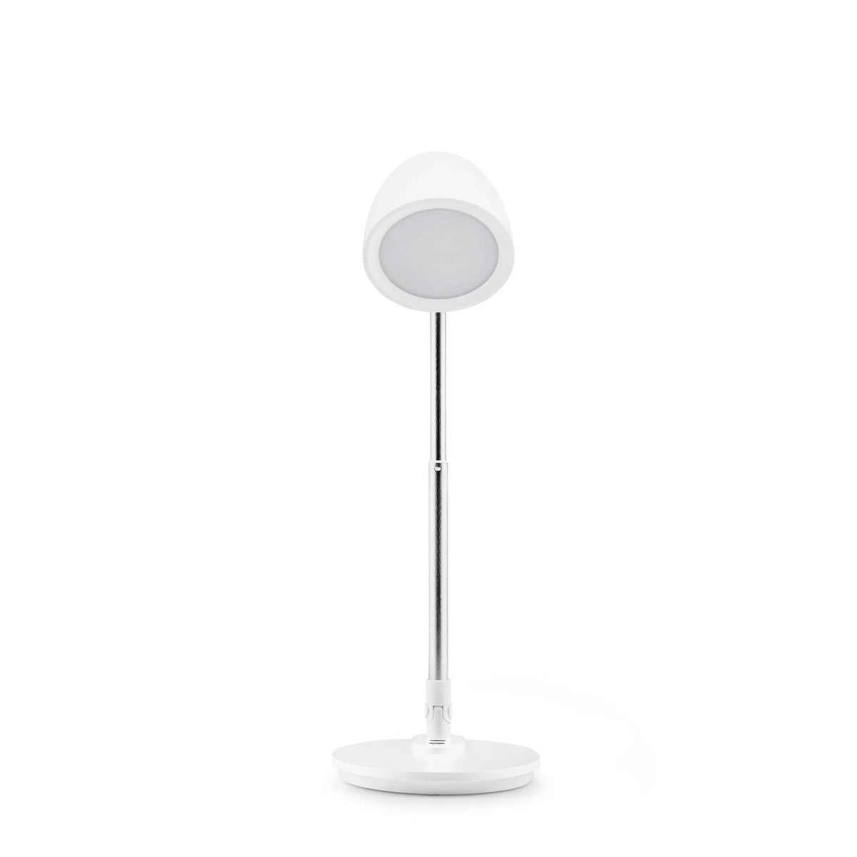Lampe de bureau blanche Lumanova D3 avec pied rond et support mince de hjh OFFICE – vue à 360° (vue de face 0°)